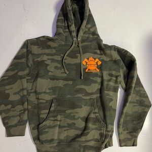 Camouflage Hoodie - Orange Cabin Logo